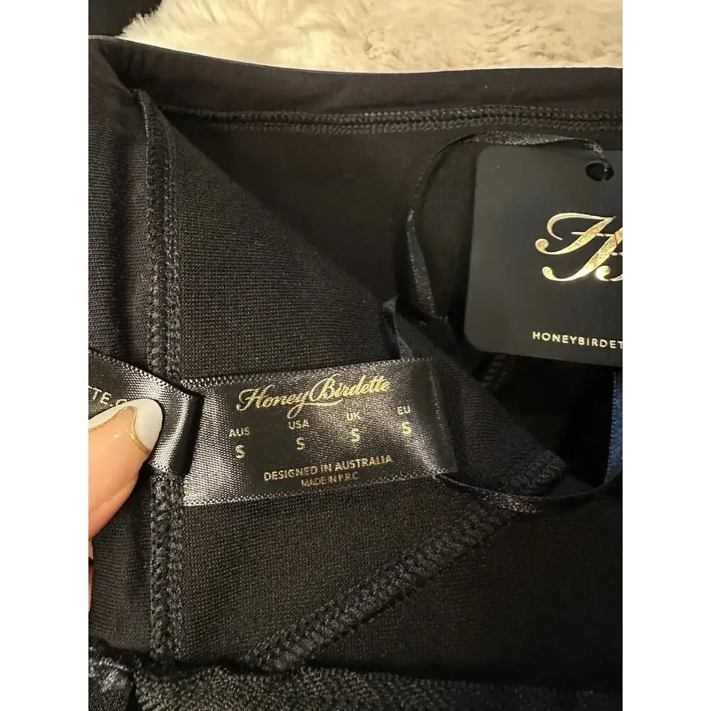 Honey Birdette RAENE🖤 Faux Leather Floral Pencil Skirt Small